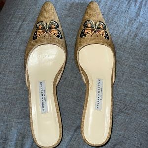 Linen Mules w/butterfly